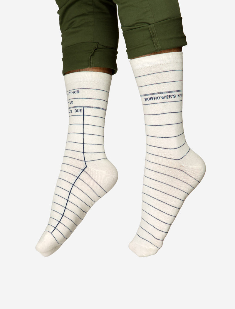 White Library Card Adult Socks